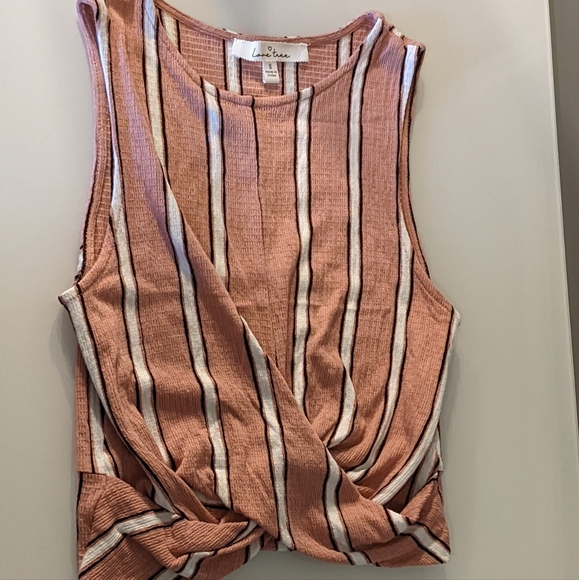 Love Tree Peach Stripped Crop Top - S - Picture 3 of 5